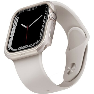 Apple Watch 1-6, SE (40 mm) / Watch 7-8 (41 mm), Fém védőkeret, alumínium, szíj nélkül, Uniq Valencia, csillagfény