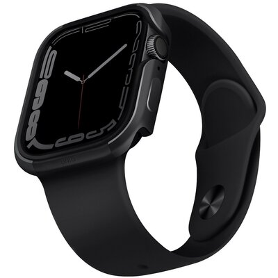 Apple Watch 1-6, SE (44 mm) / Watch 7-8 (45 mm), Fém védőkeret, alumínium, szíj nélkül, Uniq Valencia, fekete