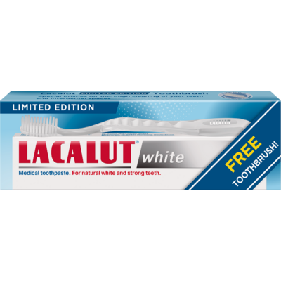 Lacalut white fehérítő hatású fogkrém + lacalut limited edition fogkefe 75 ml