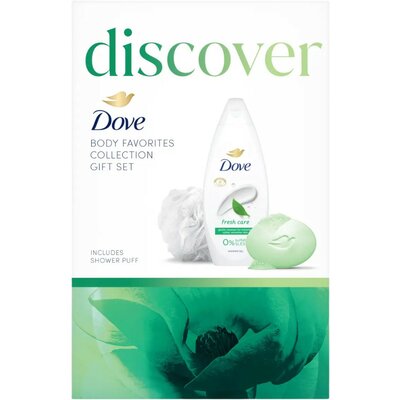 Dove Discover Ajándékcsomag fürdőpamaccsal - Tusfürdő + Dezodor