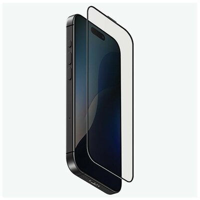 Apple iPhone 16 Pro, Kijelzővédő fólia, ütésálló fólia (az íves részre is!), Tempered Glass (edzett üveg), Uniq Optix Vivid, fekete