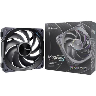 Seasonic MagFlow 1225PWM ARGB 120 Számítógépház ventilátor Fekete (Sz x Ma x Mé) 124.2 x 120.4 x 26.6 mm