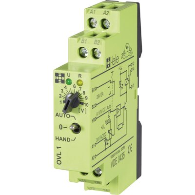 Csatoló relé modul 24 V/AC/DC, 0-10 V 1 váltó 5 A, TELE OVL1