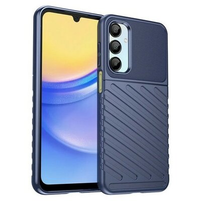 Samsung Galaxy A16 4G / A16 5G SM-A165F / A166B, Szilikon tok, közepesen ütésálló, domború csíkos minta, sötétkék