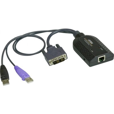 ATEN KVM Átalakító [2x USB 2.0 dugó, A típus, DVI-D dugó - 1x RJ45 alj] 0.20 m Fekete