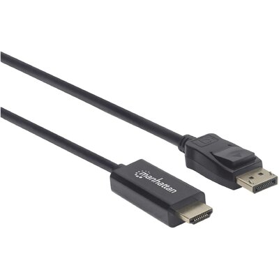 Manhattan Kijelző csatlakozó / HDMI Átalakító kábel DisplayPort dugó, HDMI-A dugó 1.00 m Fekete 153195 DisplayPort kábel