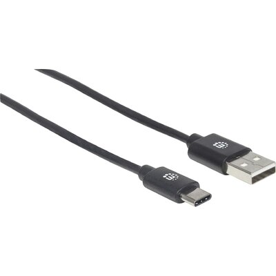 Manhattan USB kábel USB 2.0 USB-A dugó, USB-C® dugó 2.00 m Fekete 354929