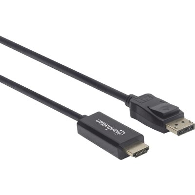 Manhattan Kijelző csatlakozó / HDMI Átalakító kábel DisplayPort dugó, HDMI-A dugó 1.80 m Fekete 152679 DisplayPort kábel