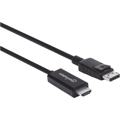 Manhattan Kijelző csatlakozó / HDMI Átalakító kábel DisplayPort dugó, HDMI-A dugó 3.00 m Fekete 153218 DisplayPort kábel