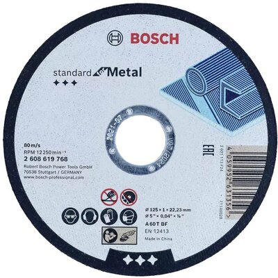 Bosch Accessories Standard for Metal 2608619768 Vágótárcsa, egyenes 125 mm 1 db Fém