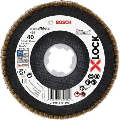 Bosch Accessories 2608619807 X551 Felületcsiszoló korong Ø 115 mm Furat átmérő 22.23 mm 1 db