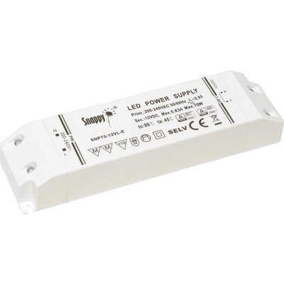 Dehner Elektronik Snappy SNP75-12VL-E LED transzformátor Állandó feszültségű 75 W - 5.83 A 12 V/DC Fényerő-szabályozó nélkül, Bútorhoz alkalmas 1 db