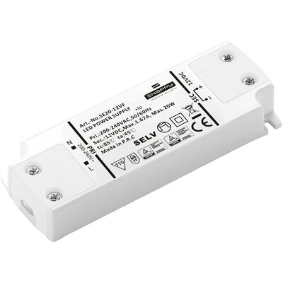 Dehner Elektronik SE 20-12VF (12VDC) LED transzformátor, LED meghajtó Állandó feszültségű 20 W 1.67 A 12 V/DC Bútorhoz alkalmas, Túlterhelés elleni védelem,