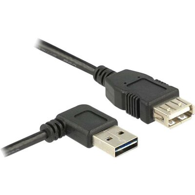 Delock USB kábel USB 2.0 USB-A dugó, USB-A alj 1.00 m Fekete Kétoldalt használható dugó, aranyozott érintkező, UL minősített 83551