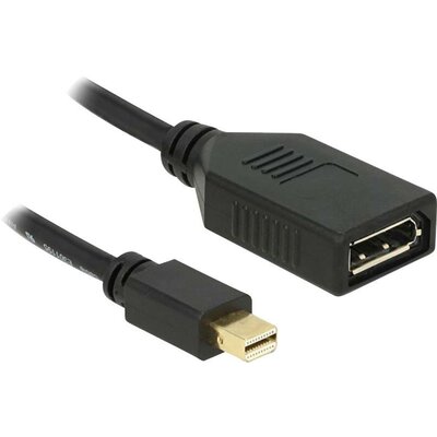 Delock 65554 Kijelző csatlakozó Átalakító [1x Mini DisplayPort dugó - 1x DisplayPort alj] Fekete Ferritmaggal 21.00 cm