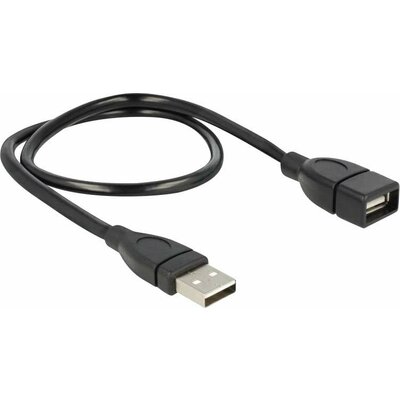 Delock USB kábel USB 2.0 USB-A dugó, USB-A alj 0.50 m Fekete Hajlékony hattyúnyak kábel 83499