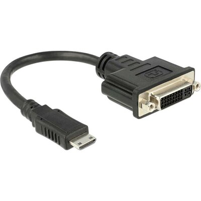 Delock 65564 HDMI / DVI Átalakító [1x HDMI dugó, C mini - 1x DVI alj, 24+5 pólusú] Fekete 20.00 cm