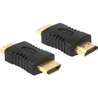 HDMI adapter, 1x HDMI dugó - 1x HDMI dugó, aranyozott, fekete, Delock