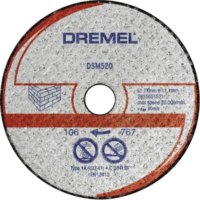 Dremel DSM520 2615S520JB Vágótárcsa, egyenes 77 mm 2 db Tégla, Gipszkarton