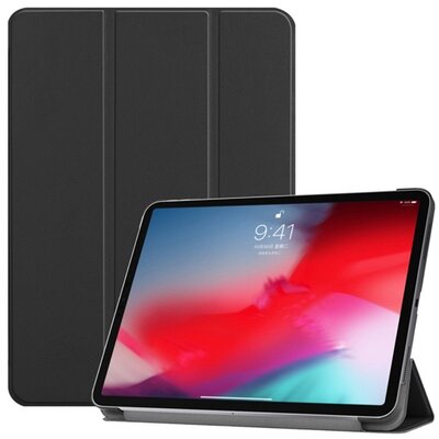 Tok álló, bőr hatású (aktív FLIP, oldalra nyíló, TRIFOLD, asztali tartó) FEKETE [Apple IPAD Air 2020 (Air 4) / IPAD Air 11 (2024) / IPAD Air 2022]