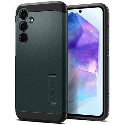 SPIGEN ACS07532 SPIGEN TOUGH ARMOR szilikon telefonvédő (ütésállóság, kitámasztó) SÖTÉTZÖLD [Samsung Galaxy A55 (SM-A556)]