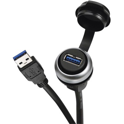 Beépíthető USB 3.0 aljzatos USB kábel IP védett védőkupakos 0.6m Lütze 490113.0060