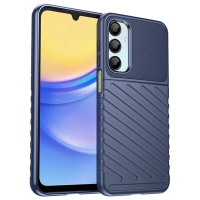 Szilikon telefonvédő (ütésállóság, csíkos, dombor minta) SÖTÉTKÉK [Samsung Galaxy A16 4G (SM-A165) / Galaxy A16 5G (SM-A166)]