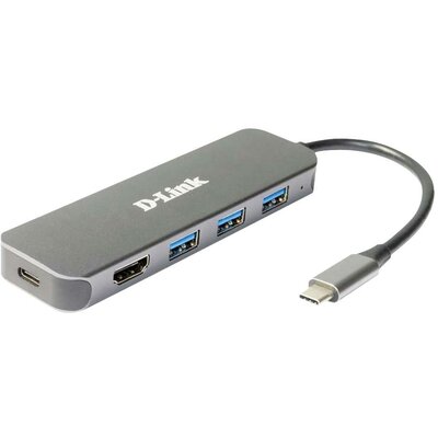 D-Link DUB-2333 5 port USB-C® (USB 3.1) Multiport hub Antracit