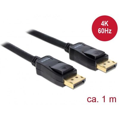 Delock Kijelző csatlakozó Csatlakozókábel DisplayPort dugó, DisplayPort dugó 1.00 m Fekete 82423 DisplayPort kábel