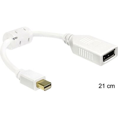 Delock 0403315 Kijelző csatlakozó Átalakító [1x Mini DisplayPort dugó - 1x DisplayPort alj] Fehér Ferritmaggal