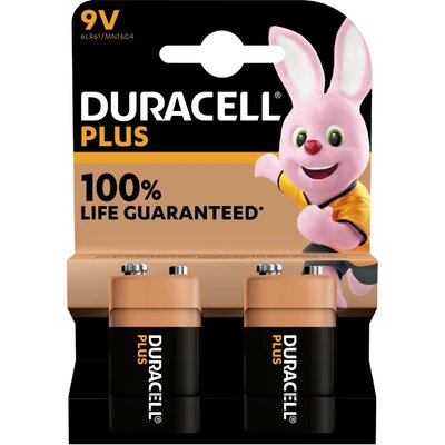 Duracell Plus-9V B2 9V-os elem Alkáli mangán 9 V 2 db