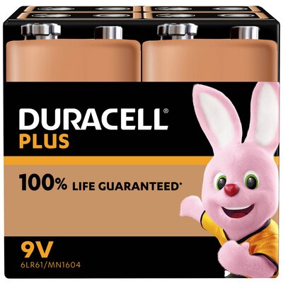 Duracell MN1604 Plus 9V-os elem Alkáli mangán 9 V 4 db