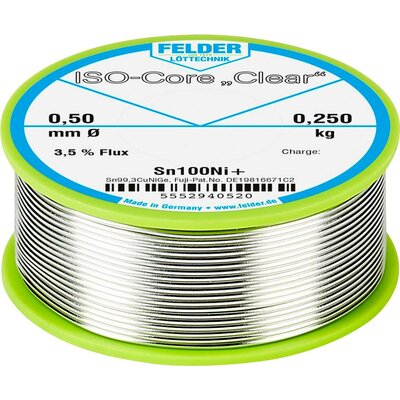 Felder ISO-Core Clear Sn100Ni+ Forrasztóón Tekercs Sn99,25Cu0,7Ni0,05 0.250 kg 0.5 mm