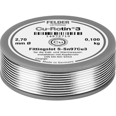 Felder Cu-Rotin® 3 Forrasztóón, ólommentes Tekercs Sn97Cu3 0.100 kg 2.7 mm