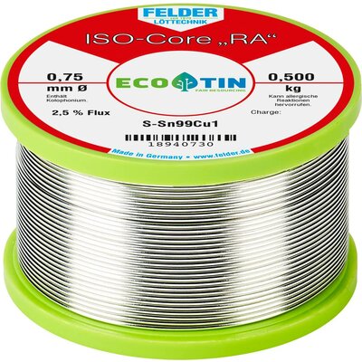 Felder ISO-Core RA Sn99Cu1 Forrasztóón, ólommentes Tekercs Sn99,3Cu0,7 0.500 kg 0.75 mm