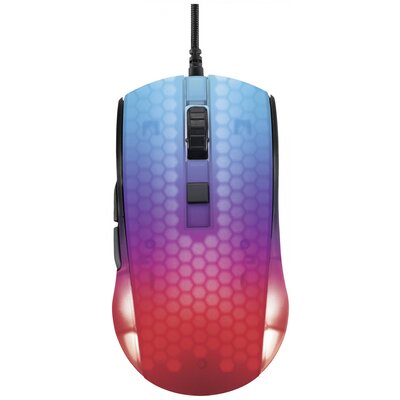 DELTACO GAMING DM310 Gamer egér USB Optikai Fekete, Átlátszó 6 Gombok 6200 dpi Világít, Beépített görgetőkerék