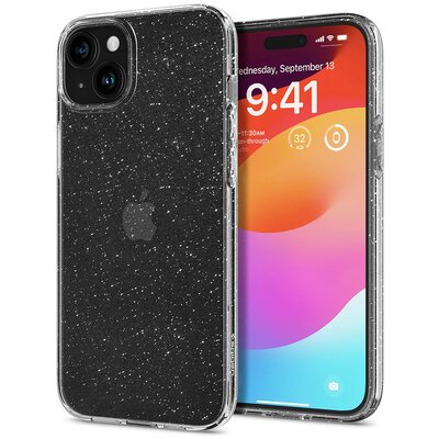 Apple iPhone 15, Szilikon tok, Spigen Liquid Crystal Glitter, átlátszó