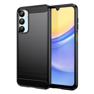 Szilikon telefonvédő (ütésállóság, légpárnás sarok, szálcsiszolt, karbon minta) FEKETE [Samsung Galaxy A16 4G (SM-A165) / Galaxy A16 5G (SM-A166)]