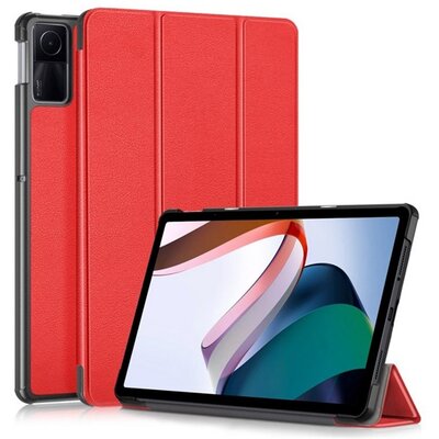 Tok álló, bőr hatású (aktív FLIP, oldalra nyíló, TRIFOLD, asztali tartó) PIROS [Xiaomi Redmi Pad SE 11]