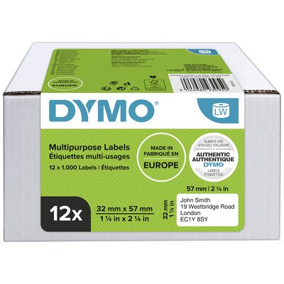 DYMO Etikett tekercs Kombinált csomag 2093095 2093095 57 x 32 mm Papír Fehér 12000 db Véglegesen tapadó Univerzális etikett