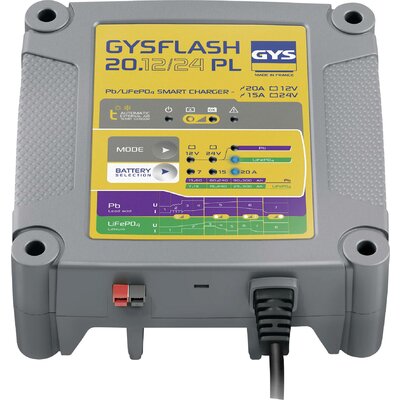 GYS GYSFLASH 20.12/24 PL 026049 Automatikus töltő 12 V, 24 V 7 A, 15 A, 20 A 7 A, 15 A