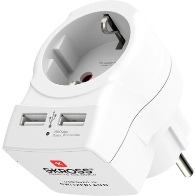 Skross 1500282 Köztes dugalj USB-vel Fehér