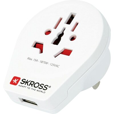 Skross 1500268 Úti adapter Country Adapter World to USA USB