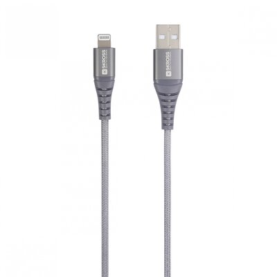 Skross USB kábel USB 2.0 USB-C® dugó, Apple Lightning dugó 2.00 m Space szürke Kerek, Hajlékony, Anyag köpeny SKCA0016C-MFI200CN