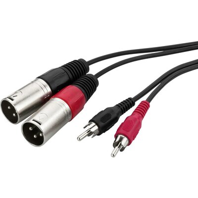 Monacor MCA-127P Audio Összekötőkábel [2x XLR dugó - 2x RCA dugó] 1 m Fekete