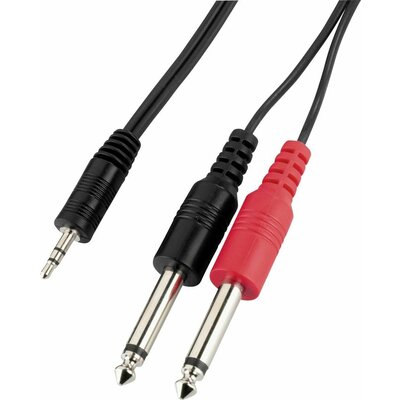 Monacor MCA-204 Audio Átalakító kábel [2x Jack dugó, 6,3 mm-es (mono) - 1x Jack dugó, 3,5 mm-es] 2 m Fekete