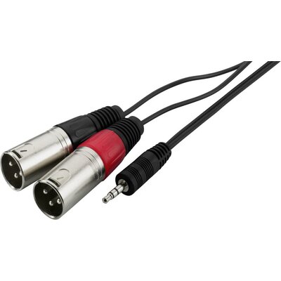 Monacor MCA-129P Audio Átalakító kábel [2x XLR dugó - 1x Jack dugó, 3,5 mm-es] 1 m Fekete