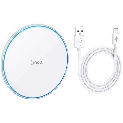 HOCO vezeték nélküli töltő világítással 2A 15W CW6 Pro fehér