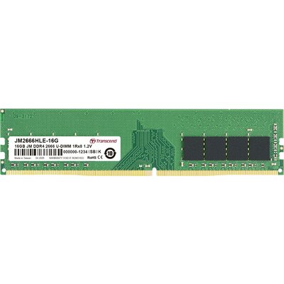 Transcend JetRAM Számítógép munkamemória modul DDR4 16 GB 1 x 16 GB Non-ECC 2666 MHz 288pin DIMM CL19 JM2666HLE-16G