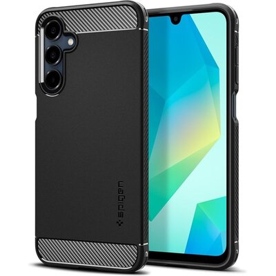 SPIGEN ACS08891 SPIGEN RUGGED ARMOR szilikon telefonvédő (ütésállóság, légpárnás sarok, karbon minta) FEKETE [Samsung Galaxy A16 5G (SM-A166) / Galaxy A16 4G (SM-A165)]